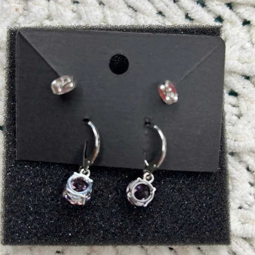 Set of 2 pairs of crystal earrings